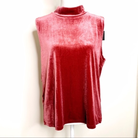 J.Crew NWT Garnet Red Velvet Sleeveless Top Sz XL - Picture 6 of 9